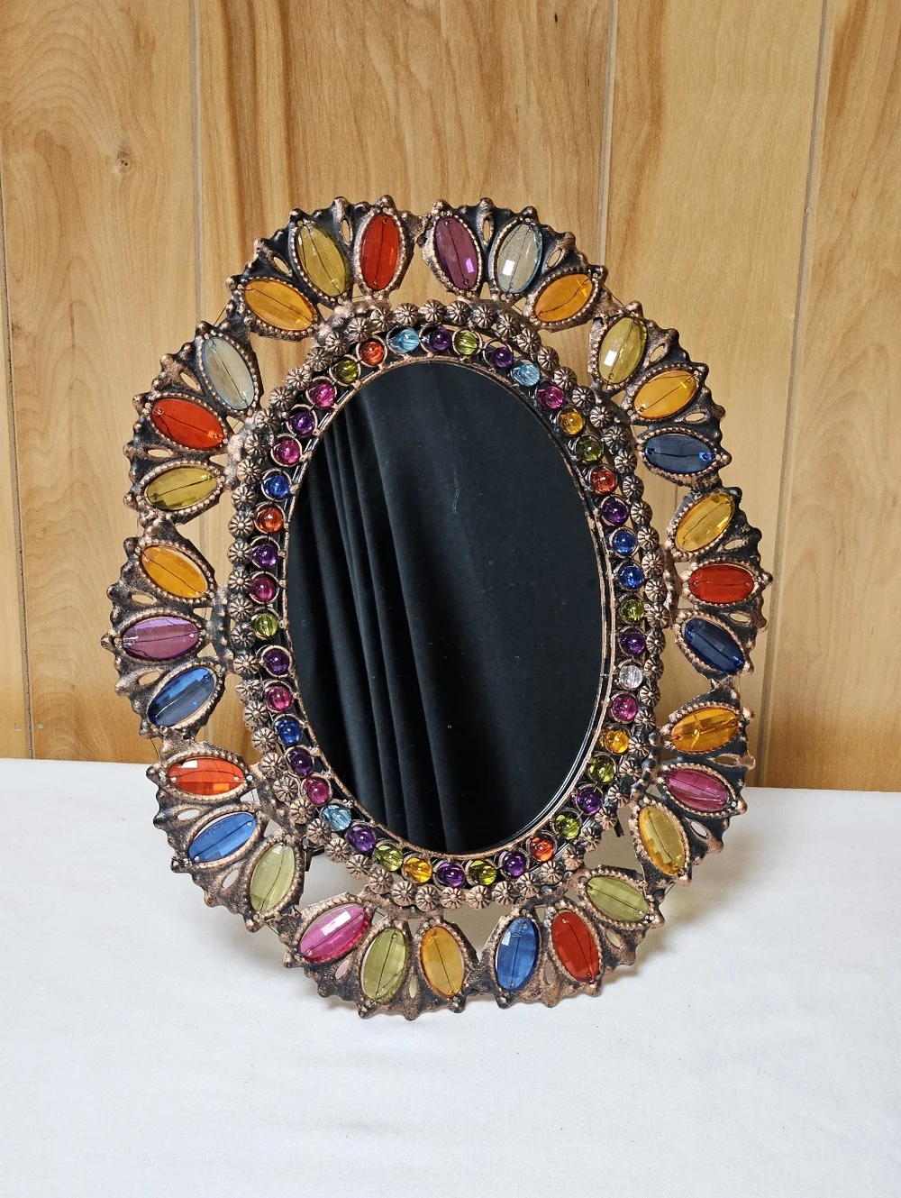 Pier 1 Imports Oval Jeweled Mirror Boho Bohemian 15
